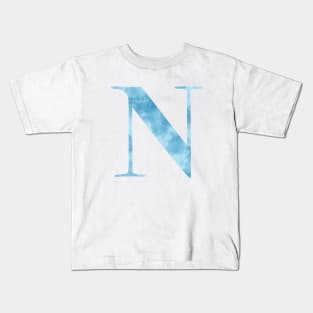 Clouds Blue Sky Initial Letter N Kids T-Shirt